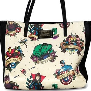 Rare heart logo Loungefly Marvel Avengers tattoo tote and wallet set ♥️